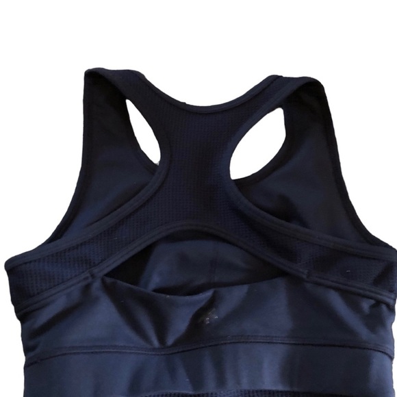 Splendid Studio Navy Ruched Racerback Sports Bra Sz. S Cut Out Back Yoga Sport - Picture 4 of 6